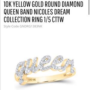 Beautiful 10k real gold si genuine diamond queen ring exclusive custom designed!